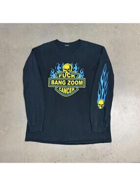 Vintage Harley Davidson Flame Long Sleeve T-Shirt Mens XL F*ck Cancer Skull Y2K